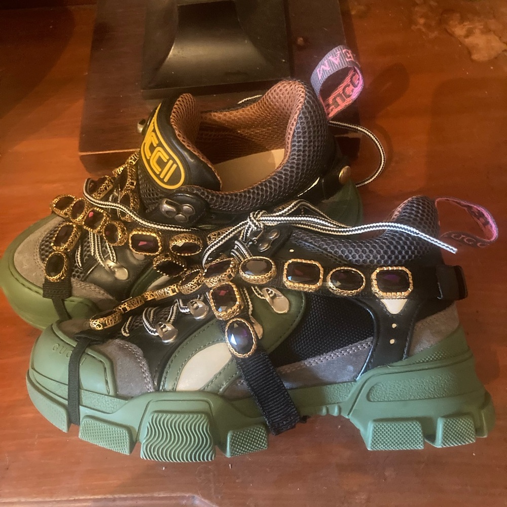 Gucci hiking boots with crystal accents